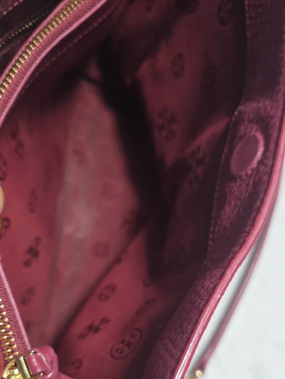 Tory Burch Burgundy Leather Chain-Handle Tote